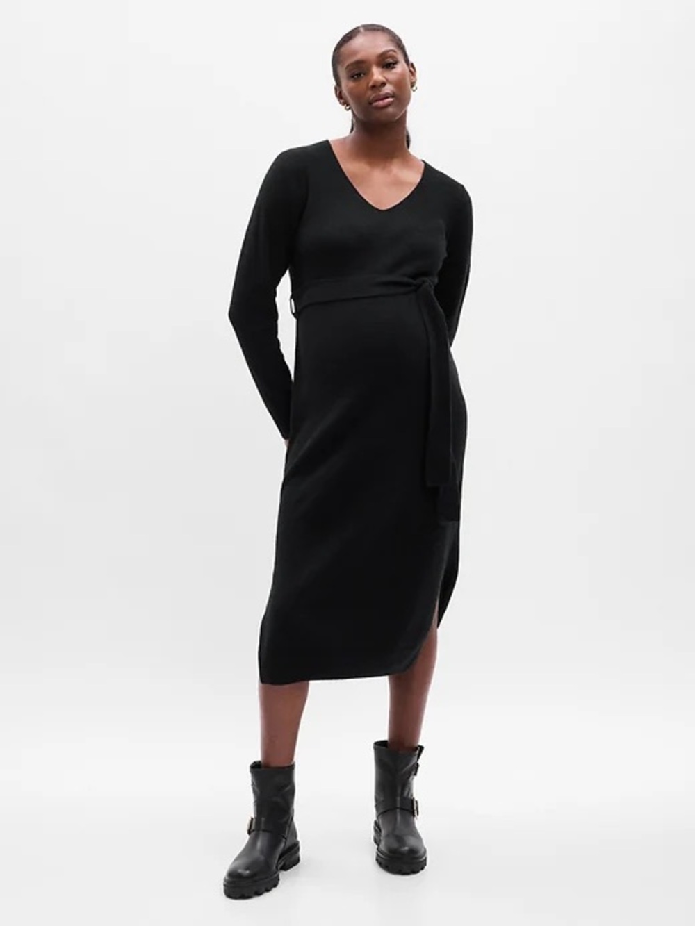 GAP Maternity CashSoft Belted Midi Sweater Dress
